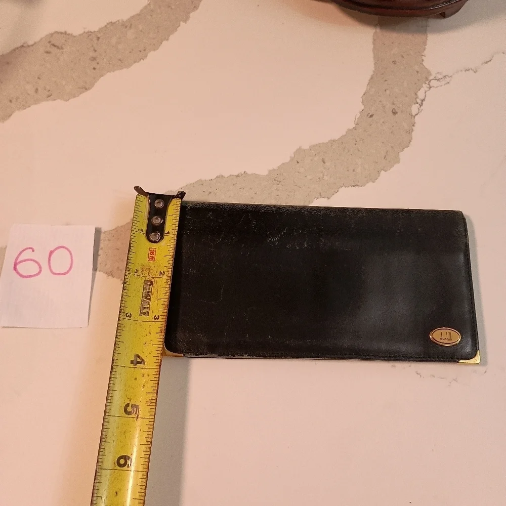 Dunhill Long Wallet Black Gold leather Mens Authentic
